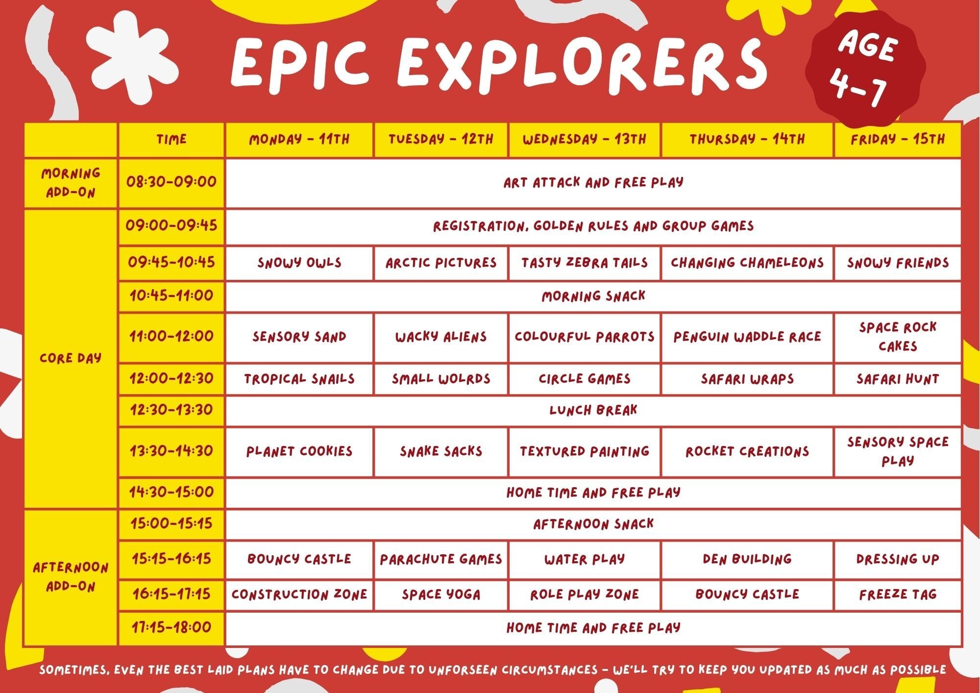 Epic Explorers - Week 4 11th - 15th August