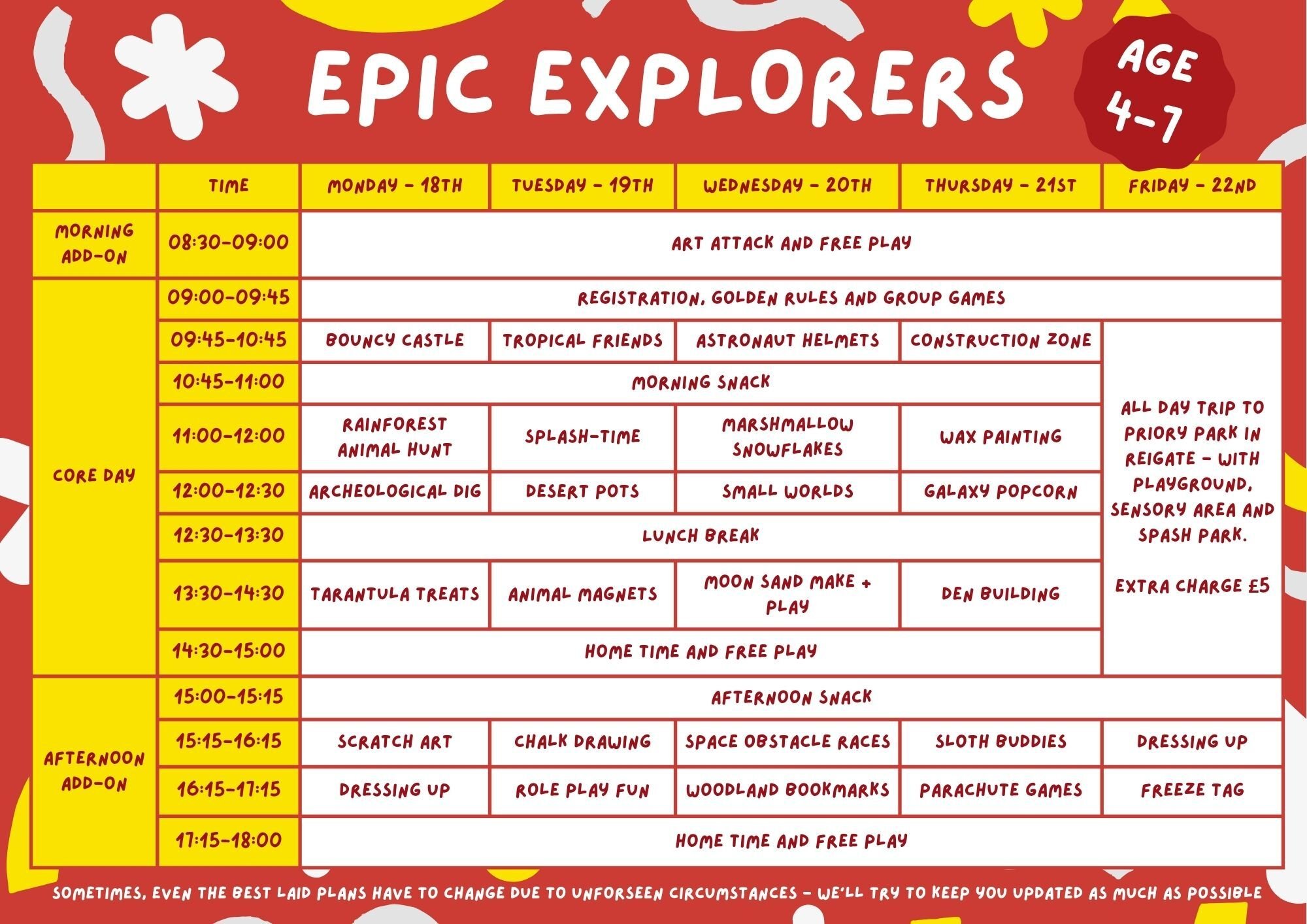 Epic Explorers - Week 5 18th - 22nd August
