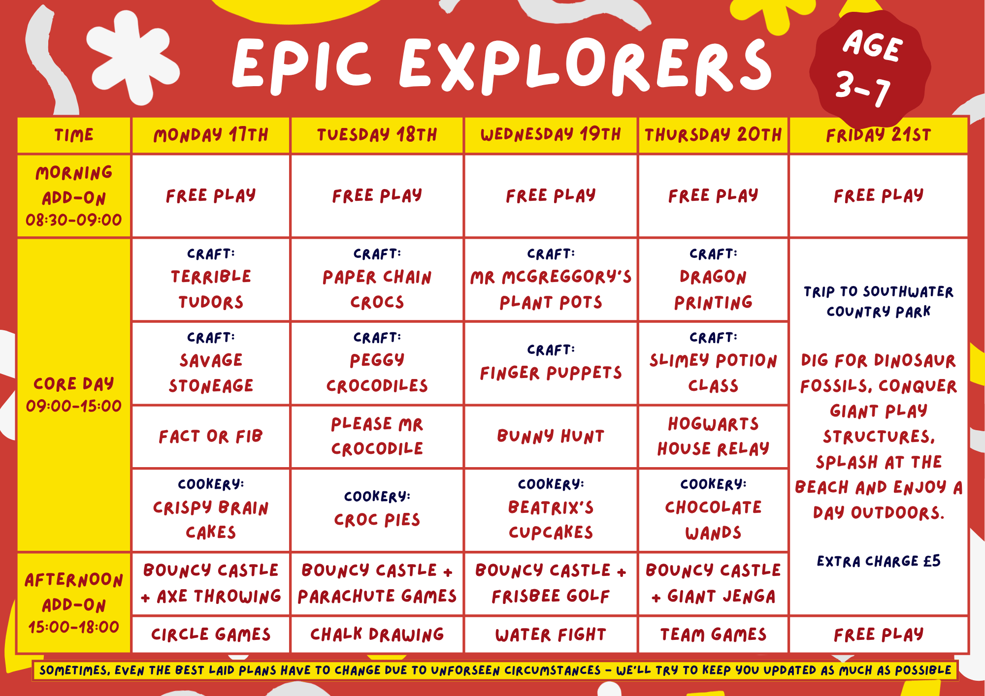 Epic Explorers Summer Programme 17th - 21st August
